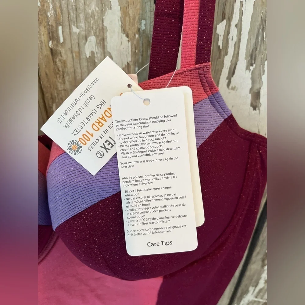 Ulla Popken One Piece Swimsuit NWT USA Size 30 Pink & purple